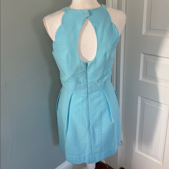 Lauren James Solid Seersucker Light Blue Landry Dress Open back size medium - Picture 4 of 8